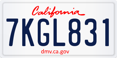 CA license plate 7KGL831
