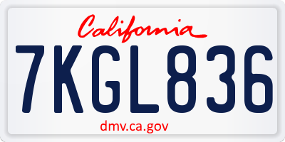 CA license plate 7KGL836