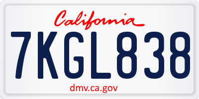 CA license plate 7KGL838
