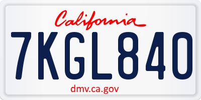CA license plate 7KGL840