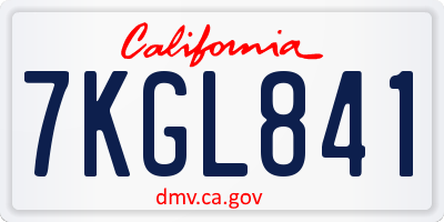 CA license plate 7KGL841
