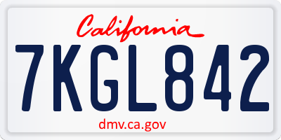 CA license plate 7KGL842