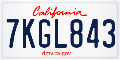 CA license plate 7KGL843