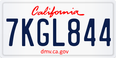 CA license plate 7KGL844