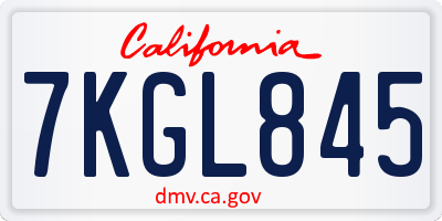 CA license plate 7KGL845