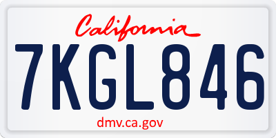 CA license plate 7KGL846