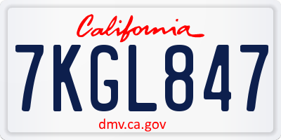 CA license plate 7KGL847