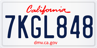 CA license plate 7KGL848