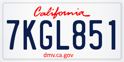 CA license plate 7KGL851