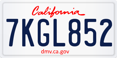 CA license plate 7KGL852