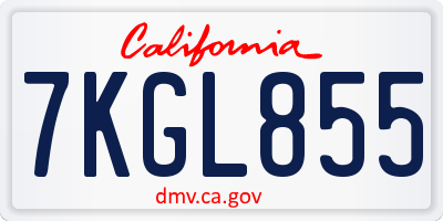 CA license plate 7KGL855