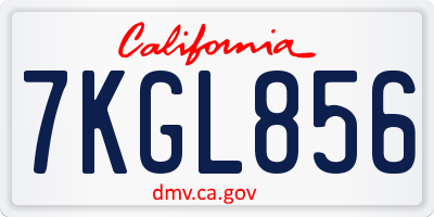 CA license plate 7KGL856