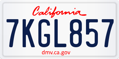 CA license plate 7KGL857