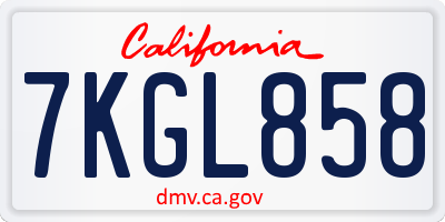 CA license plate 7KGL858