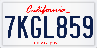 CA license plate 7KGL859