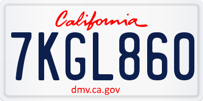 CA license plate 7KGL860