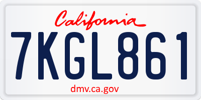 CA license plate 7KGL861