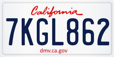 CA license plate 7KGL862