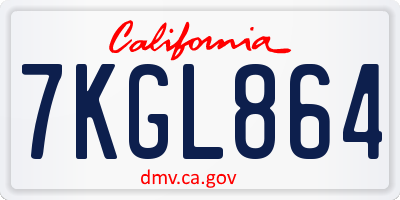 CA license plate 7KGL864