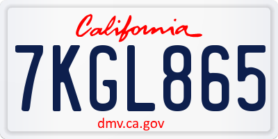 CA license plate 7KGL865