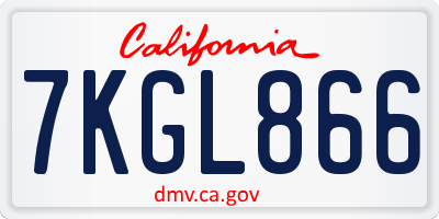 CA license plate 7KGL866