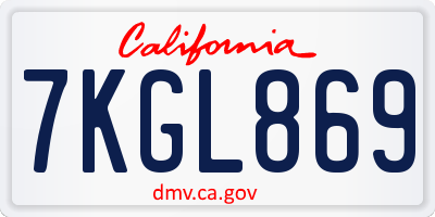 CA license plate 7KGL869