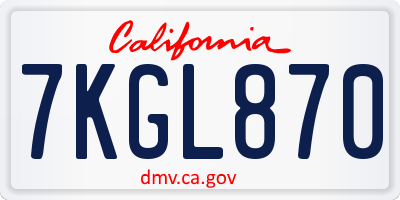 CA license plate 7KGL870