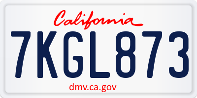 CA license plate 7KGL873