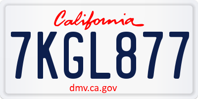 CA license plate 7KGL877