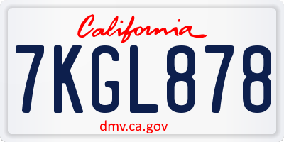 CA license plate 7KGL878