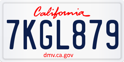 CA license plate 7KGL879