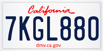 CA license plate 7KGL880