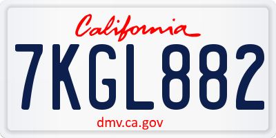 CA license plate 7KGL882