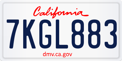 CA license plate 7KGL883