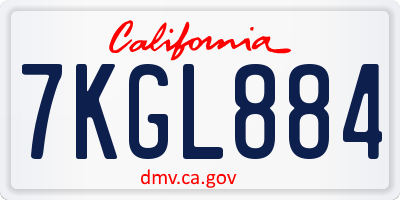 CA license plate 7KGL884