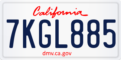 CA license plate 7KGL885