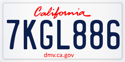 CA license plate 7KGL886