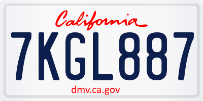 CA license plate 7KGL887