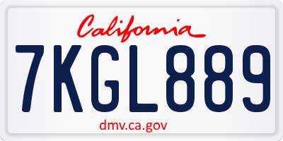 CA license plate 7KGL889