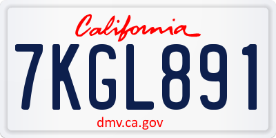 CA license plate 7KGL891