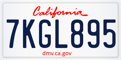 CA license plate 7KGL895