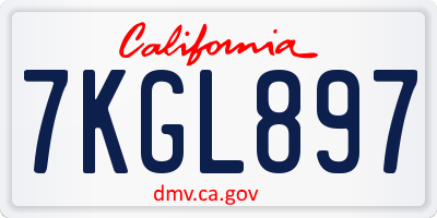 CA license plate 7KGL897