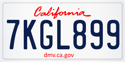 CA license plate 7KGL899