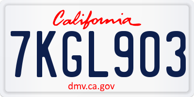 CA license plate 7KGL903