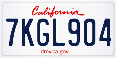 CA license plate 7KGL904