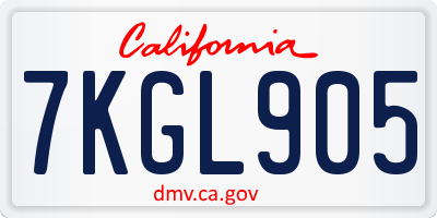 CA license plate 7KGL905