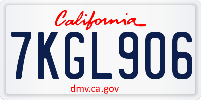 CA license plate 7KGL906