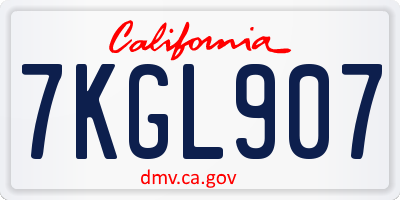 CA license plate 7KGL907
