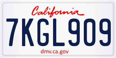 CA license plate 7KGL909