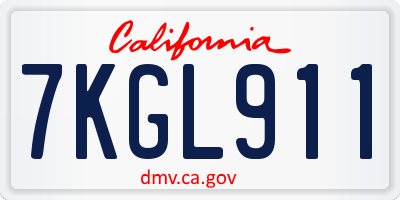 CA license plate 7KGL911